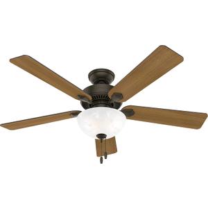 Hunter Fan Company Swanson 52-inch Indoor New Bronze Traditional Ceiling Fan With Bright LED Light Kit, Pull Chains, and Reversible WhisperWind Motor Included