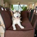 Doggo Back Seat Pet Cover for Dogs, Premium Dog Hammock for Car with Hard Bottom | Universal Car Seat Protector, Waterproof & Washable | Dog Car Seat Cover for Large (Brown)