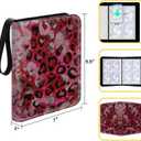 Card Binder 400 Pockets, 50 Sleeves Large Binder Trading Cards Holder 4 Pocket, Storage Organizer, Album Folder Case Protector Collector Gift Red Leopard Glitter