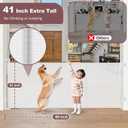 Reinforced 41 Inch Tall Retractable Dog Gate 80 Inch Extra Wide Baby Gate with Support Rods Prevents Crawling Under, Indoor Retractable Baby Gates Outdoor Extra Tall Pet Gate, White