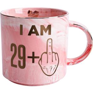 30th Birthday Gifts for Women - Funny Turning 30 Year Old Birthday Gift Ideas for Wife, Mom, Daughter, Sister, Aunt, Best Friends, BFF, Coworkers - Fabulous Pink Marble Mug, Ceramic 11.5oz Coffee Cup