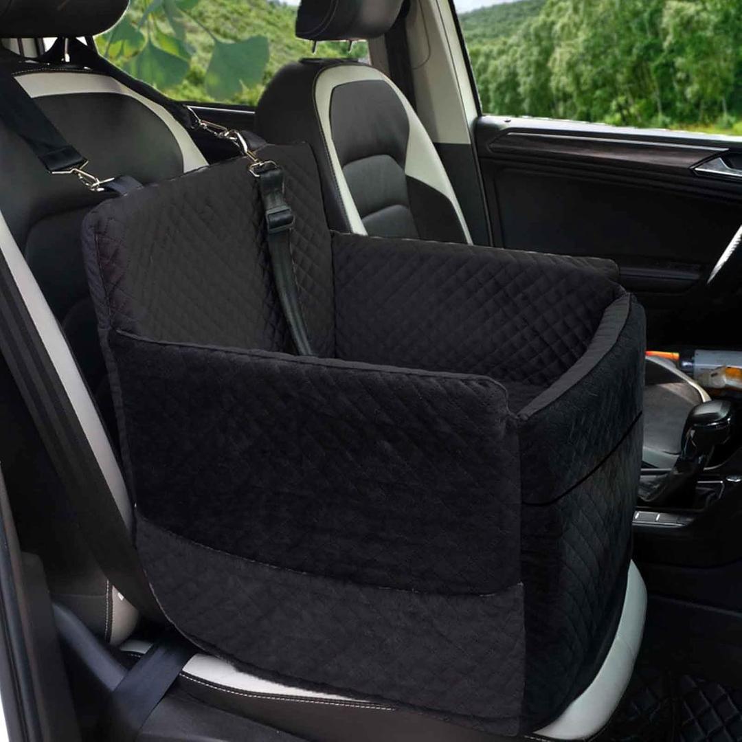 Dog Car Seat, Car Dog Seat for Small Sized Dogs, Dog Booster Seat with Safety Leash, Portable Car Seat, Car Dog Travel Bed for Back and Front Seat,Black