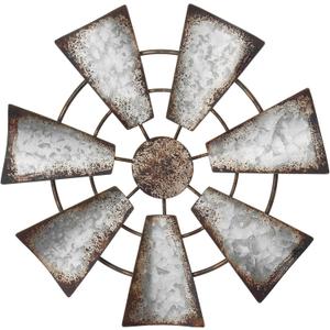 Mkono 11.5" Small Farmhouse Windmill Wall Decor Rustic Iron Wall Hanging Decoration Metal Wall Art Ornament for Bedroom Nursery Living Room Dorm Home