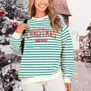 LUKYCILD Christmas Vibes Sweatshirt Women Merry Christmas Shirt Xmas Long Sleeve Shirt Winter Holiday Sweatshirts (Medium, Green-striped)
