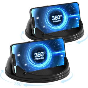 Loncaster 2 Pack Car Phone Holder Mount, [Horizontal 360 Rotatable] Silicone Phone Mount for Car Dashboard, Hands Free Cell Phone Holder Compatible with iPhone 16 15 14 13 12 Pro Max