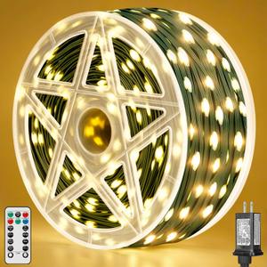 Brightever Christmas Lights for Tree - 1100 Bulbs 360FT, Plug-in Christmas Outdoor Lights with Remote, 8 Lighting Modes, 3 Timers, Dimmable, LED String Light for Indoor Xmas Decorations (Warm White)