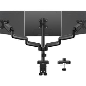 MOUNTUP Triple Monitor Mount for 17-32 inch Screens, Full Motion Triple Monitor Stand, 3 Monitors Desk Mount Holds 4.4-19.8 lbs Each, Clamp & Grommet Mounting, Black