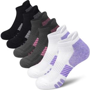 Womens Athletic Ankle Socks,Running Cushioned Arch Support Low Cut Workout Socks 6-Pairs