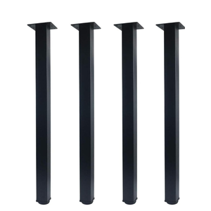 61 inch. Adjustable Metal Furniture Legs, Square Office Table Furniture Leg,  Set of 4 (Black)
