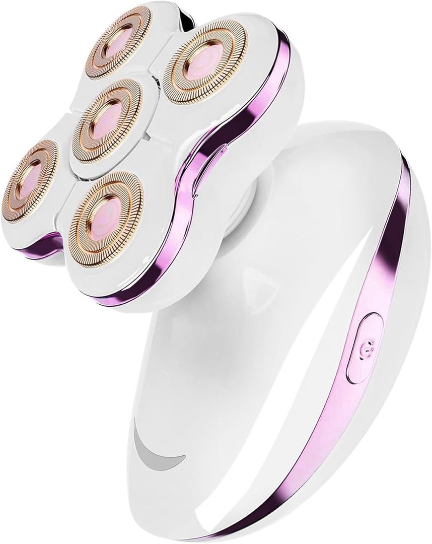 Electric Razors for Women: Rechargeable Shaver with Detachable Head - 5D Wet and Dry Lady Hair Remover for Legs and Hand (Pink)