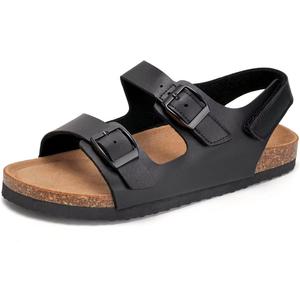 Torotto Toddler Kids Sandals Boys Girls Cork Footbed Sandals with Adjustable Buckle Casual Slides Open Toes Flat, Size 30