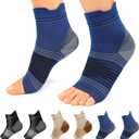 Plantar Fasciitis Sock (6 Pairs) for Men and Women, Compression Foot Sleeves with Arch and Ankle Support (Black, Nude, Navy, Large)