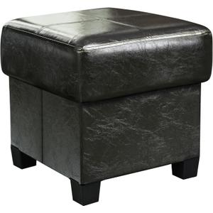 GLAXYFUR Storage Ottoman Cube Folding Footstool PU Leather Storage Bench with Legs, Storage Chest for Living Room, Bedroom, 15.7 x 15.7 x15.7 Inches, Black