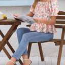 Womens Puff Short Sleeve Babydoll Tops Floral Summer Peplum Blouse Smocked Square Neck (XXL)