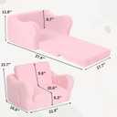 Comfy Toddler Chair, 2-in-1 Toddler Couch Fold Out, Convertible Sherpa Sofa to Lounger for Boys & Girls, Pink