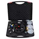 SINOCMP Hydraulic Nitrogen Accumulator Test Charging Kit, Nitrogen Pressure Charge Testing Fill Kit, Diagnosis Tester System Tools Set with 3 Gauges 1500/4000/6000psi, 7 Adapters Couplings, 1 Gas Hose