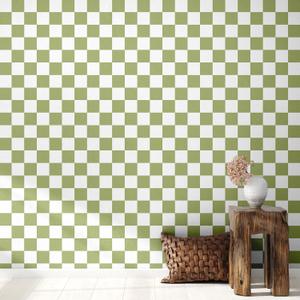 Light Green Checkered Peel and Stick Wallpaper 70s Retro Funky Checkered Contact Paper Geometric Waterproof Wallpaper Neutral Checkerboard Decor for Bathroom Cabinet(9.8' x 15.75'')