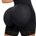 YIANNA Tummy Control Shapewear for Women Strapless Fajas Colombianas Body Shaper Shorts Butt Lifter with Zipper Crotch (XL)