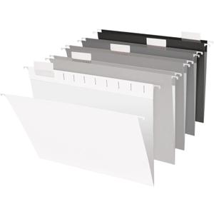 Hanging File Folders, 1/5-Cut, Letter Size, Grayscale, 25PK