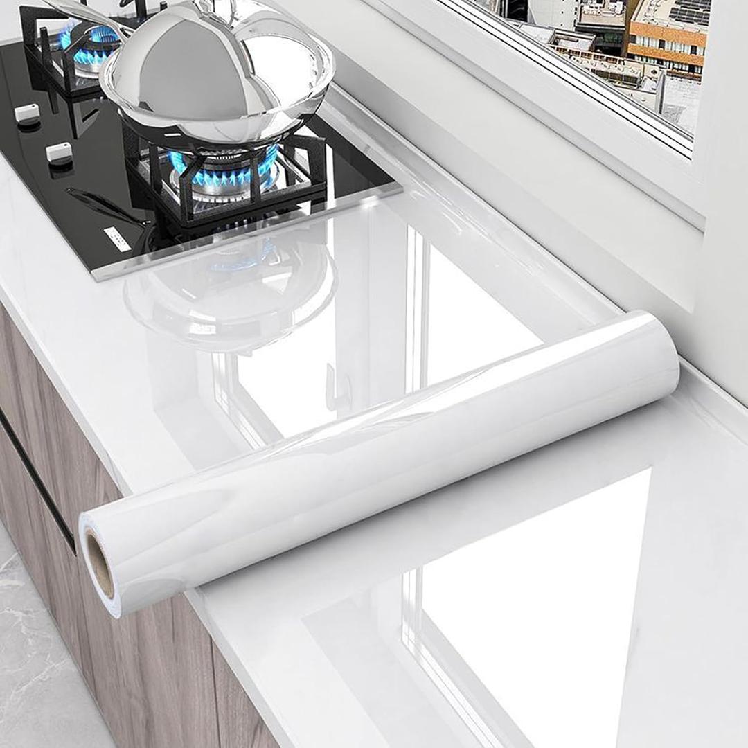 Kitchen Transparent Peel and Stick Contact Paper Easy Clean Waterproof Oil-Proof Kitchen Backsplash Tiles Cabinets Furniture Protection Clear Contact Paper(15.7x394 Inches)