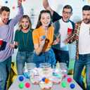 Jingmore 12 Set 30 oz Table Tennis Fish Bowl Carnival Game Favors with Bounce Round Bowls Multicolor Balls Gold Plastic Fish for Adults Carnival Game Party Activity Prizes