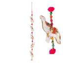 Crafts of India Handmade Rajasthani Five White Royal Elephants and Colorful Beads Main Door Wall Hanging Home and Office décor