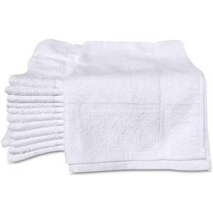 GOLD TEXTILES 12 Pack White Bath Mat Towels 20x30 Inches (Not a Bathroom Rug)- Cotton Blend Washable Economy Hotel Bath Mats