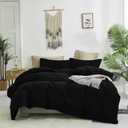 Cottonight Black Comforter Set Queen Men All Black Bedding Set Blanket Quilts Soft Breathable Pure Dark Color Lightweight Bedding Comforter Queen Size Adults Teens