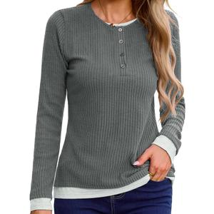 Gardenwed Sweater for Women Long Sleeve Shirts Tunic Tops Women Loose Fit Sweaters Trendy 2025 (Gray, S)