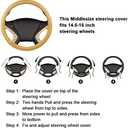 HAOKAY Top Grade Brown Genuine Leather Steering Wheel Cover Men Women, Luxury Steering Wheel Cover for Cars, SUVS and Trucks, Universal 14.5-15 inch