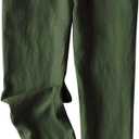 Women's Tapered Pants 100% Linen Drawstring Back Elastic Waist Ankle Length Pants, XL