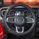 KAFEEK Steering Wheel Cover Great Grip with 3D Honeycomb Hole, Universal 15 Inch, Anti-Slip Sporty Steering Wheel Protector, Carbon Fiber Design, Black