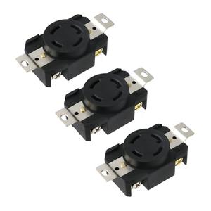 T Tulead 3 Pcs NEMA L16-30R 30A 480V 3 Pole 4 Wire Flush Mounting Locking Receptacle Industrial Grade Heavy Duty,Black