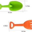 IOKUKI Large Shovels & Rakes - Solid Plastic, Sand Toys with Mesh Bag 4 PCS