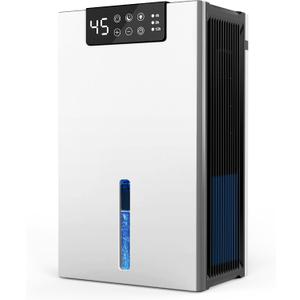 KeepGlad Dehumidifier, 98OZ Dehumidifiers for Home(1000sq.ft), Humidity Display Dehumidifier for Basement Bathroom Bedroom, Auto Shut Off, Washable Filter, Drain Hose, Timer, 7 Ambient Lights, Silver