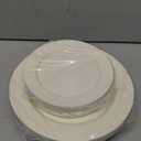 I00000 102 Pcs Ivory Plastic Plates, Disposable Party Plates Include 51 Ivory Dinner Plate 10 and 51 Plastic Dessert Plate 7 Perfect for Birthday, Party & Wedding