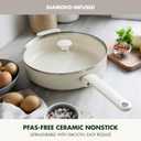GreenPan Rio Advanced 5QT Saute Pan With Tempered Glass Lid, 5QT Ceramic Nonstick pan with Helper Handle, PFAS-Free, Induction Ready, Dishwasher and Oven Safe, Cream White