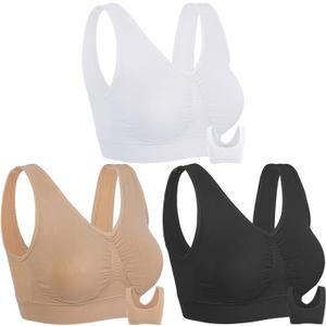 Onory 3 Pack Sports Bras for Women Wirefree Padded Workout Yoga Gym Fitness Bra Medium Support (Nude+white+black)