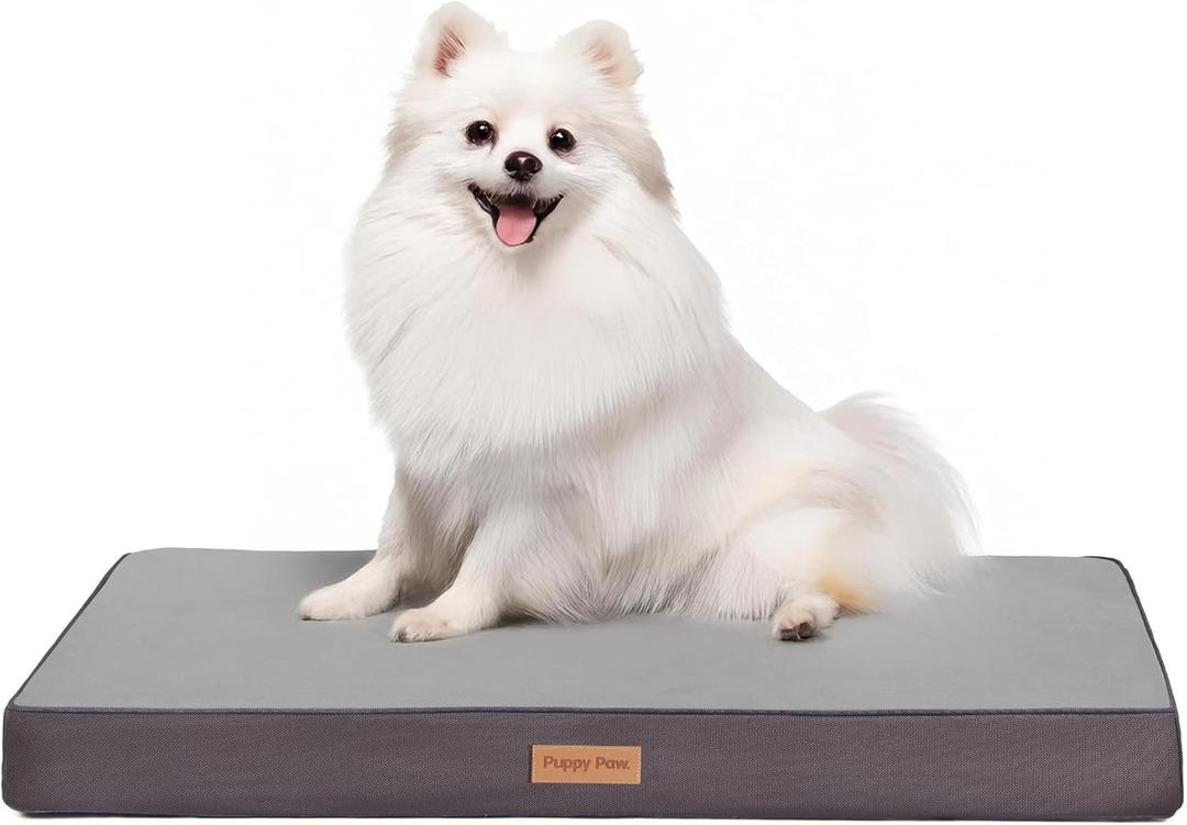 Washable Cooling Pet Bed for Small, Medium Dogs & Cats, Certipur-Us Certified Memory Foam Pet Bed with Waterproof Inner Liner (29" x 18", Up to 50LBs)