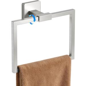 CHJgroup Bathroom Hand Towel Holder, Square 180 Swivel Towel Rings for Bathroom Wall Stainless Steel Heavy Duty, Brushed Nickel