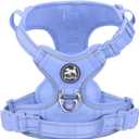 PoyPet No Pull Dog Harness, No Choke Reflective Dog Vest, Adjustable Pet Harnesses with Easy Control Padded Handle for Small Medium Large Dogs(Light Blue Matching Trim,S)