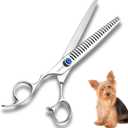 7.5" Left Handed Dog Grooming Scissors Chunker, Blending Shears with 24 Fishbone Teeth, VG10 Steel Texturizing Thinning Shear for Dog Grooming Professional, Ergonomic Trimming Scissors for Pet Groomer