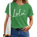 Cute Lola Lover Gift for Women Grandma Christmas Gifts T-Shirt Green, XL
