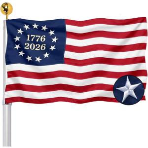 Embroidered 1776 250 Anniversary USA Flags 3x5 Outdoor- Betsy Ross American 2026 Flag Heavy Duty Nylon Embroidered Stars Sewn Stripes 250th Commemorative for Outside