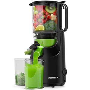 ECOSELF Juicer Machines, 5.5" Mega Mouth Feed Chute with Self Feeding & Hands-Free Design, Juice Extractor Machine for Fruits & Leafy Greens, Juicer Machine High Juice Yield, Easy to Clean & Assemble