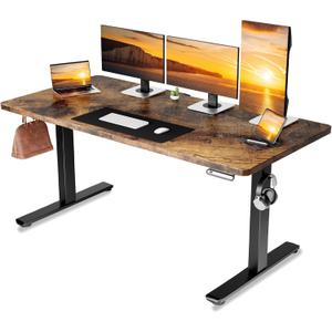 GTRACING Electric Standing Desk, 55 x 24 Inches Sit Stand up Desk with Memory Preset Controller, Height Adjustable Ergonomic Home Office Computer Desk (Rustic Brown)