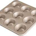 For Bake Carbon Steel Nonstick Bakeware Muffin Pan (9-Cup)
