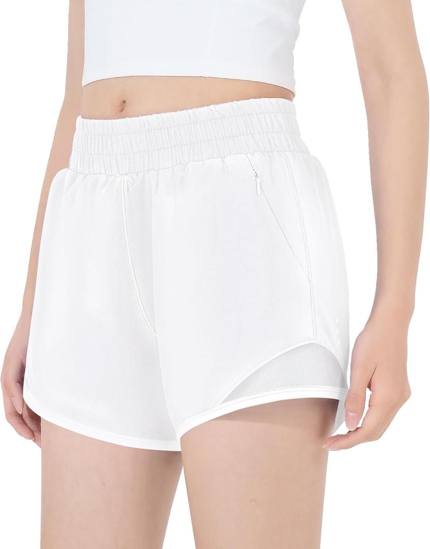 HASMES Girls Athletic Shorts with Zip Pockets Lightweight Running Soccer Shorts for Kids 5-14Y (7-8 Years, White)