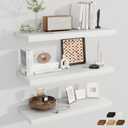 Fun Memories Deep Floating Shelves, 32W x 12D White Wall Shelves, 32 Long Rustic Wood Wide Storage Shelves for Bedroom, Kitchen, Farmhouse, Laundry Room, Bedroom, Kitchen, Home Office- Set of 3