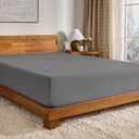 Bare Home Flannel Fitted Bottom Sheet 100% Cotton, Velvety Soft Heavyweight - Double Brushed Flannel - Deep Pocket (King, Grey)